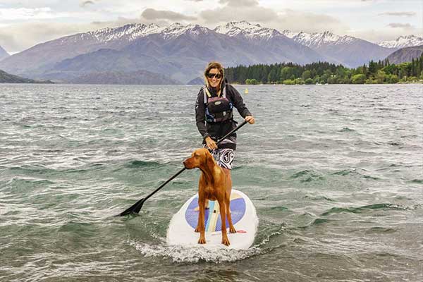 Bex and Mahi (Boss and her Dog) on SUP